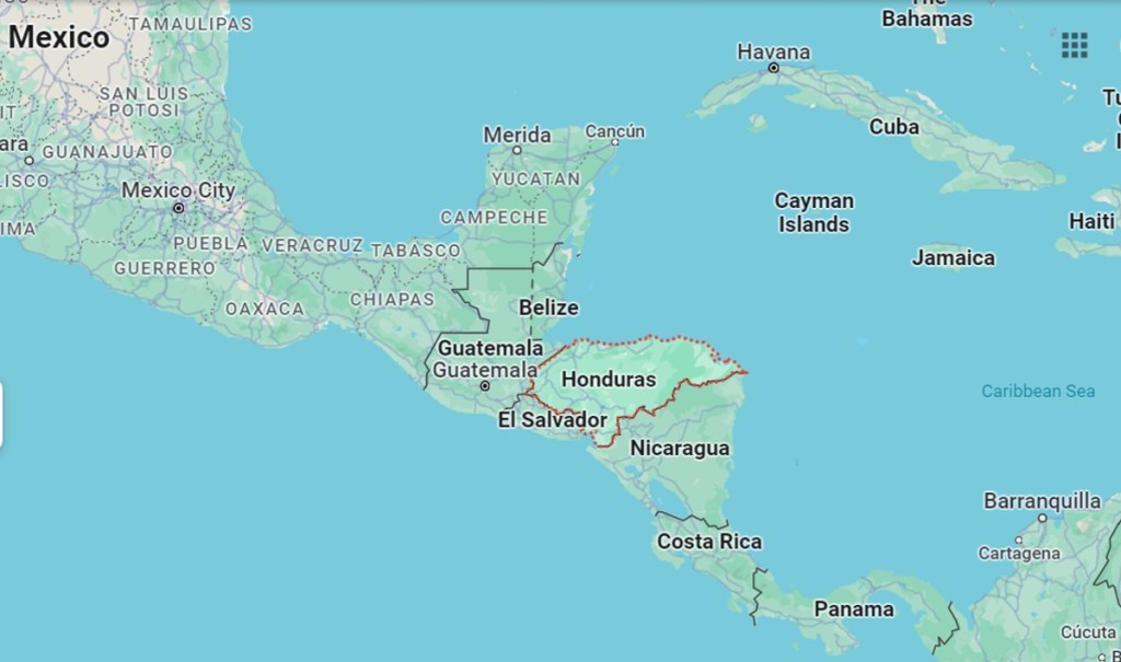 Map of Honduras and Central America